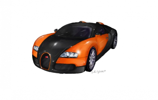Orange and Black Sports Car PNG Transparent Background