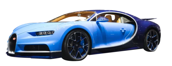 Blue Bugatti Chiron Sports Car PNG Transparent Background