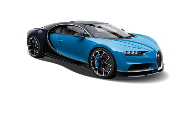 Blue Bugatti Chiron Hypercar PNG Transparent Background