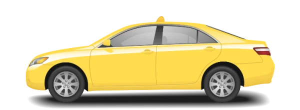 Yellow Taxi Car Side View PNG Transparent Background