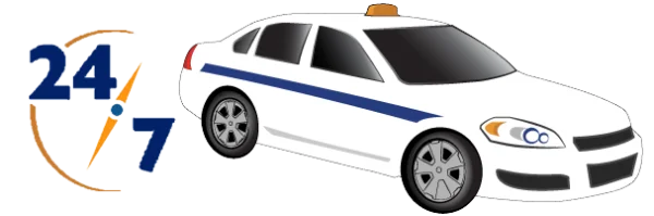 24/7 Taxi Service Car PNG Transparent Background