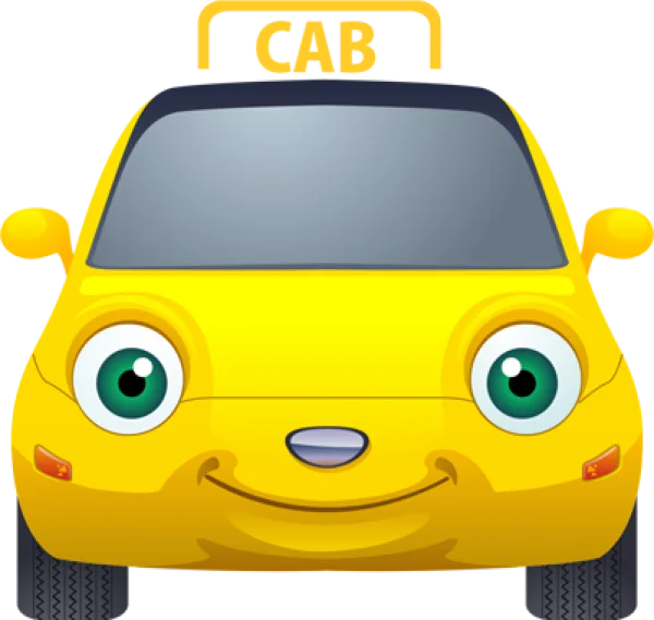 Cute Cartoon Yellow Car PNG Transparent Background