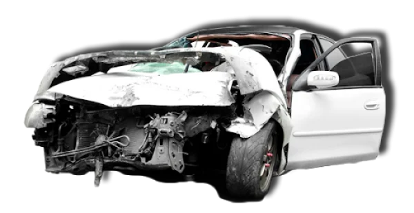 Crashed White Car PNG Transparent Background