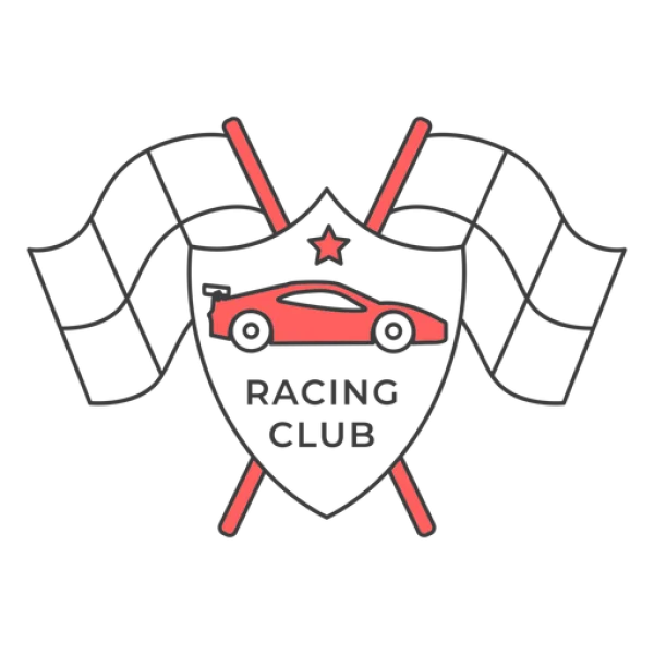 Racing Club Logo with Sports Car PNG Transparent