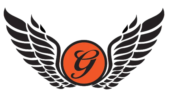 Orange and Black G Letter Winged Logo PNG