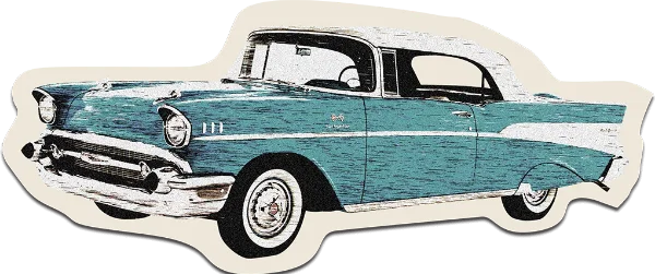 Vintage Teal 1957 Chevy Bel Air Car Sticker PNG
