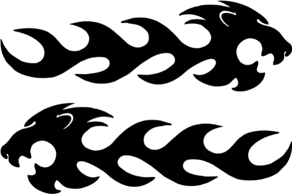 Lion Head Tribal Flame Design PNG