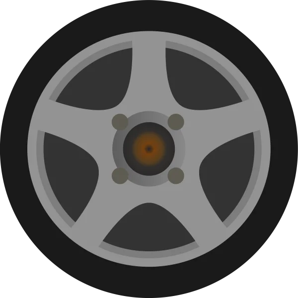 Car Wheel with Five Spoke Rim PNG Transparent Background