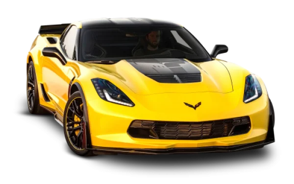 Yellow Corvette C7 Sports Car PNG Transparent Background