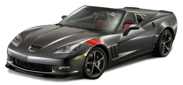 Dark Gray Corvette Convertible PNG with Red Stripes