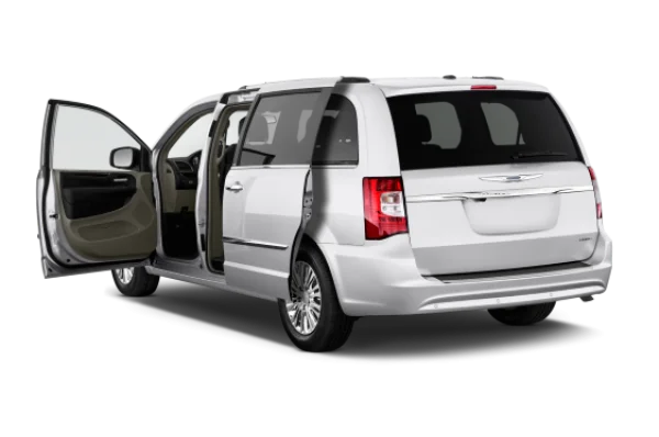 White Minivan with Open Doors PNG Transparent Background