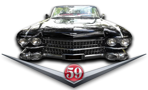 1959 Black Cadillac Front View PNG with Emblem