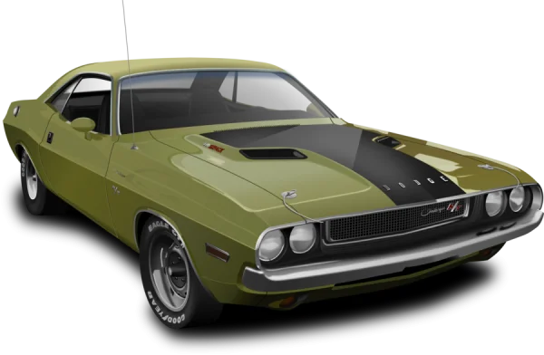 Vintage Green Dodge Challenger Muscle Car PNG