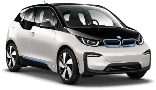 White BMW i3 Electric Car PNG Transparent Background