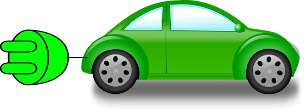 Green Electric Car with Charging Plug PNG