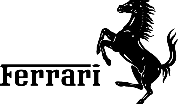 White Outline Ferrari Prancing Horse Logo PNG Transparent