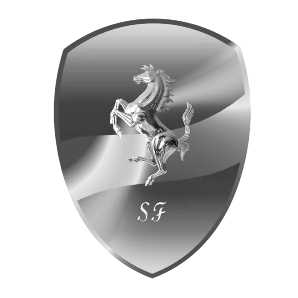 Metallic Ferrari Prancing Horse Logo PNG