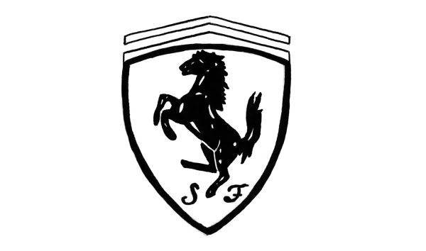 Ferrari Prancing Horse Logo Sketch PNG Transparent Background