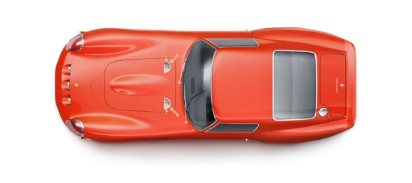 Vintage Red Sports Car Top View PNG
