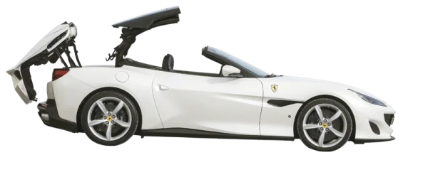 White Ferrari Portofino Convertible Retracting Roof PNG