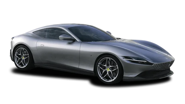 Silver Ferrari Roma Sports Car PNG Transparent Background