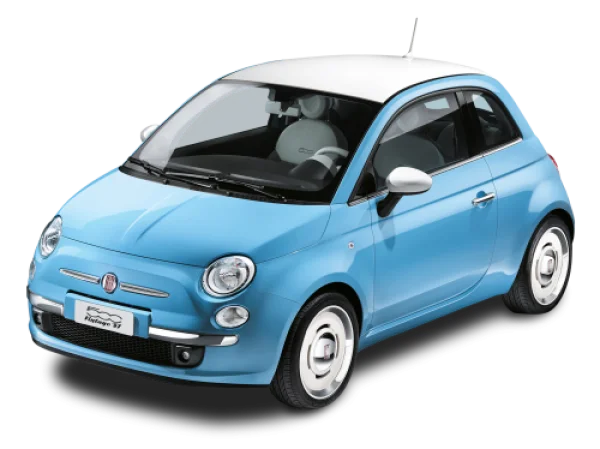 Light Blue Fiat 500 Car PNG Transparent Background