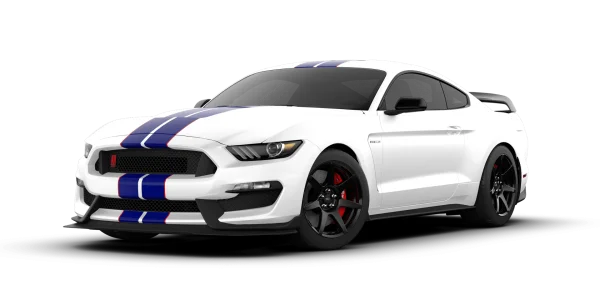 White Ford Mustang GT350 with Blue Stripes PNG