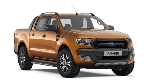 Orange Ford Ranger Pickup Truck PNG Transparent Background