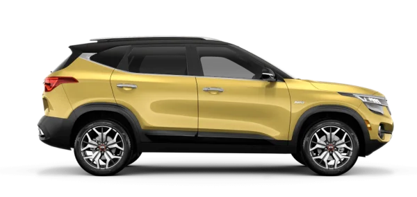 Yellow Kia Seltos SUV PNG Transparent Background