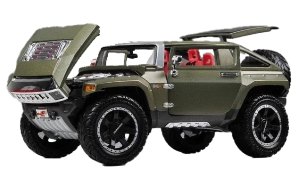 Military Green Off-Road Vehicle PNG with Open Hood