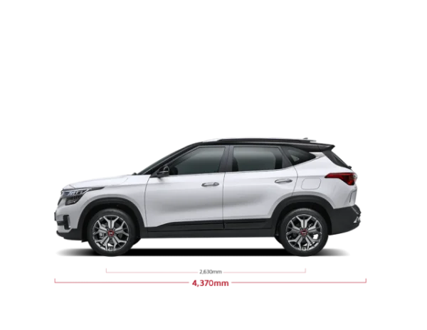 White SUV Car Side View with Dimensions PNG