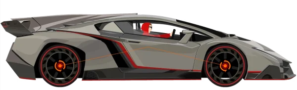 Stylized Grey Supercar PNG Transparent Background
