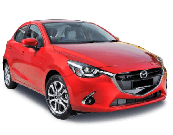 Red Mazda 2 Car PNG Transparent Background