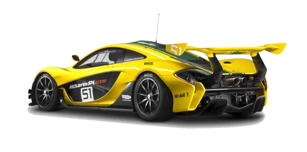 Yellow McLaren P1 GTR Race Car PNG Transparent Background