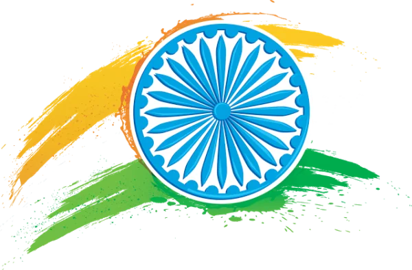 Ashoka Chakra with Indian Flag Brush Strokes PNG Transparent Background