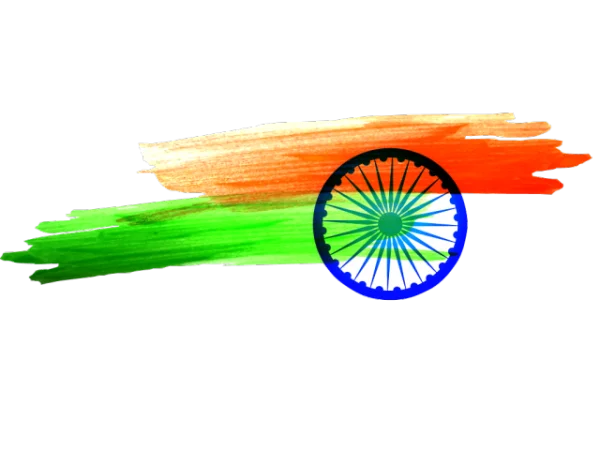 Indian Flag Watercolor Brush Stroke with Ashoka Chakra PNG