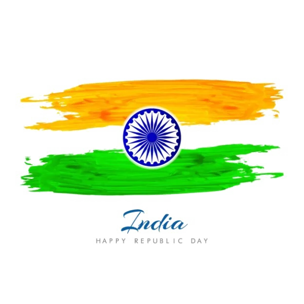 Indian Flag Brush Stroke with Ashoka Chakra PNG