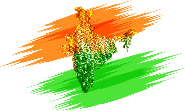 India Map with Flag Colors Brush Strokes PNG