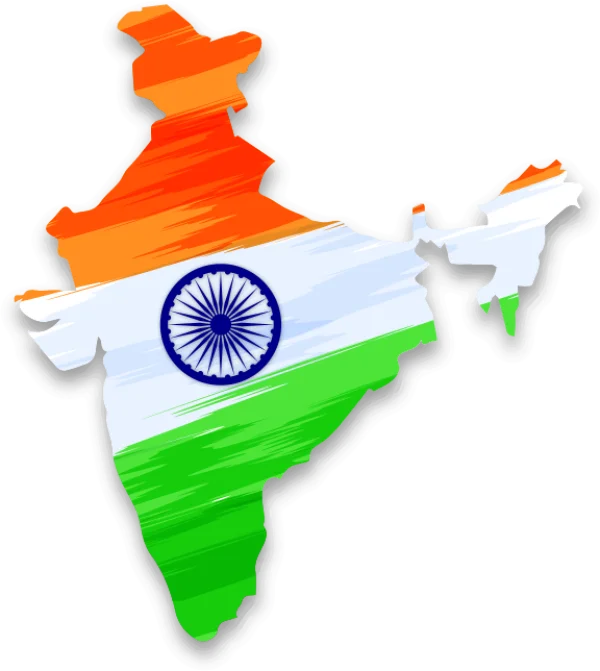 India Map with Indian Flag Colors Transparent PNG