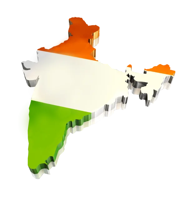 3D India Map with Flag Colors PNG Transparent Background