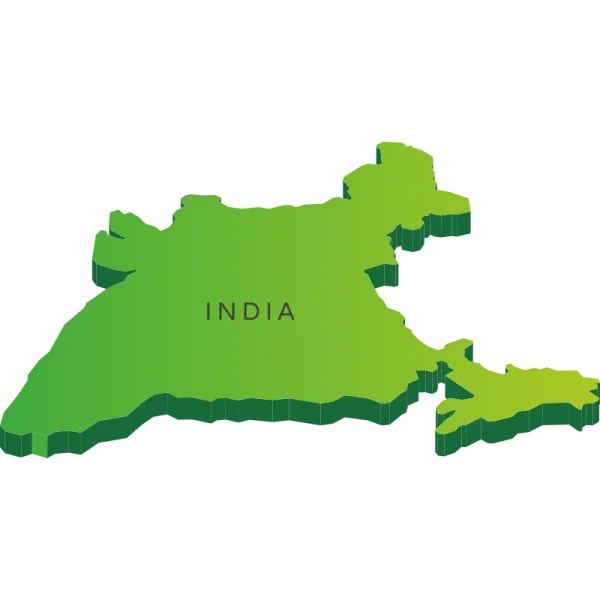 Green 3D Map of India PNG Transparent Background