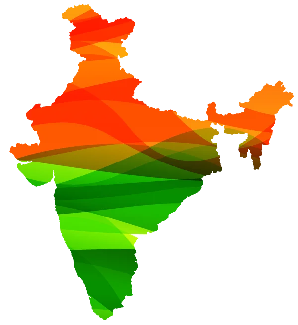 India Map with Abstract Tricolor Wavy Pattern PNG