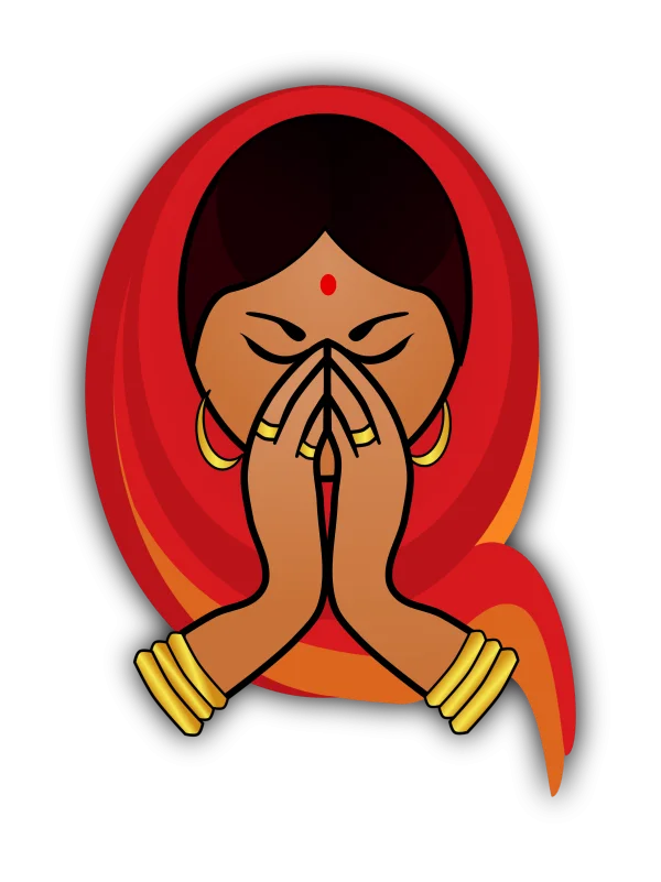 Indian Woman Namaste Gesture PNG