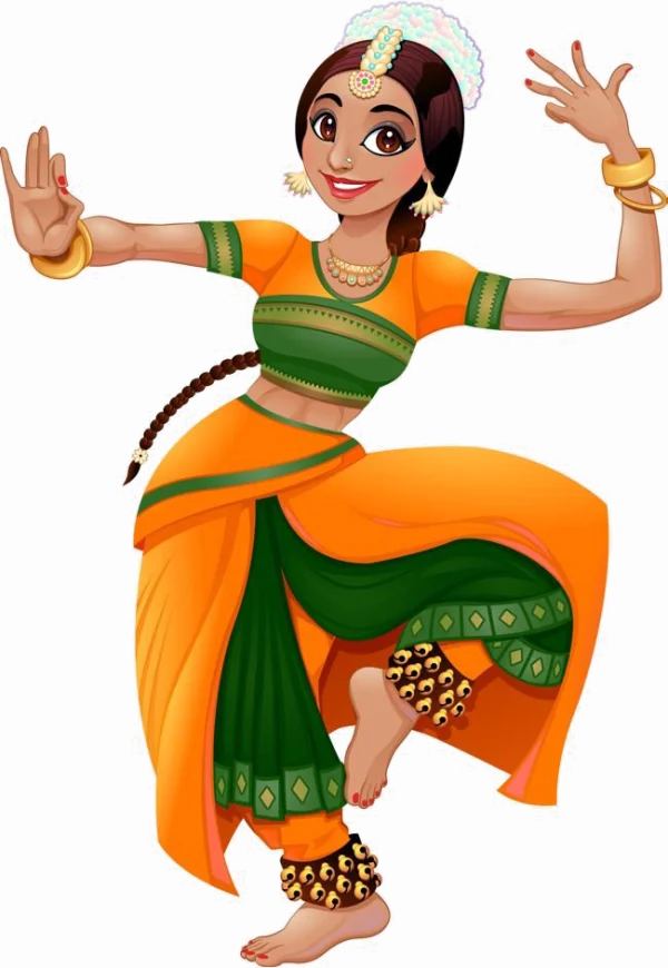 Cartoon Indian Classical Dancer PNG