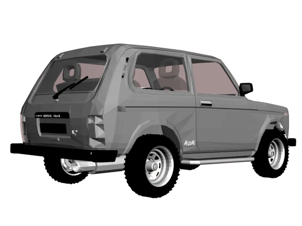 Low Poly Lada Niva 4x4 Car PNG Transparent Background