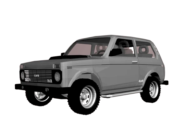 Grey Lada Niva 4x4 SUV PNG Transparent Background
