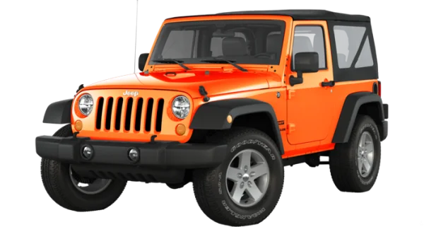 Orange Jeep Wrangler PNG Transparent Background