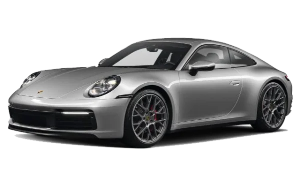 Silver Porsche Sports Car PNG Transparent Background