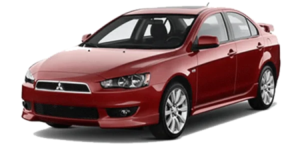 Red Mitsubishi Lancer Car PNG Transparent Background