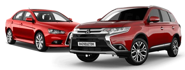 Two Red Mitsubishi Cars PNG Transparent Background